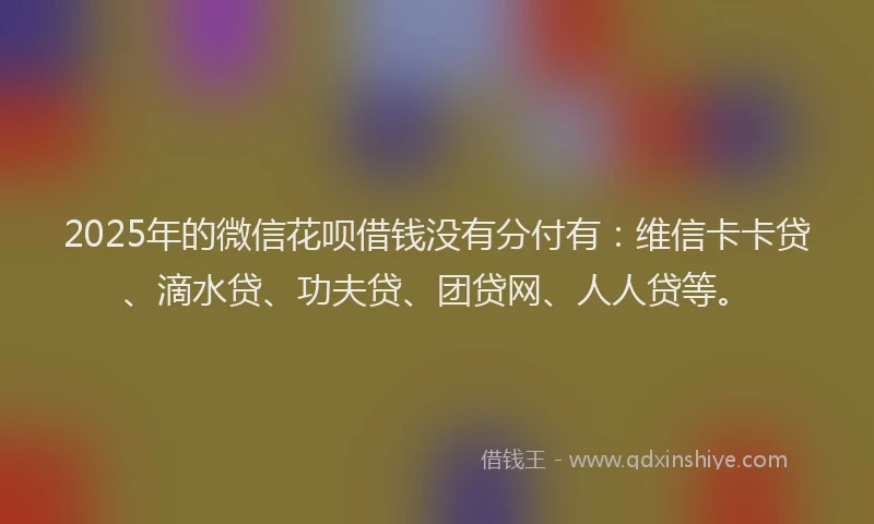 2025年的微信花呗借钱没有分付有：维信卡卡贷、滴水贷、功夫贷、团贷网、人人贷等。