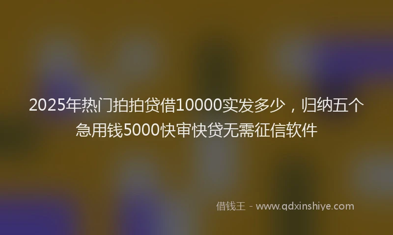 2025年热门拍拍贷借10000实发多少，归纳五个急用钱5000快审快贷无需征信软件