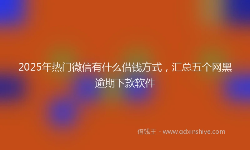 2025年热门微信有什么借钱方式，汇总五个网黑逾期下款软件
