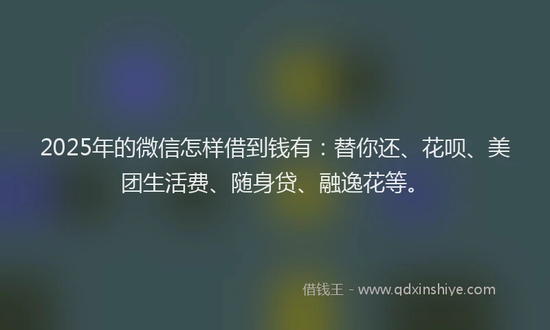 2025年的微信怎样借到钱有：替你还、花呗、美团生活费、随身贷、融逸花等。