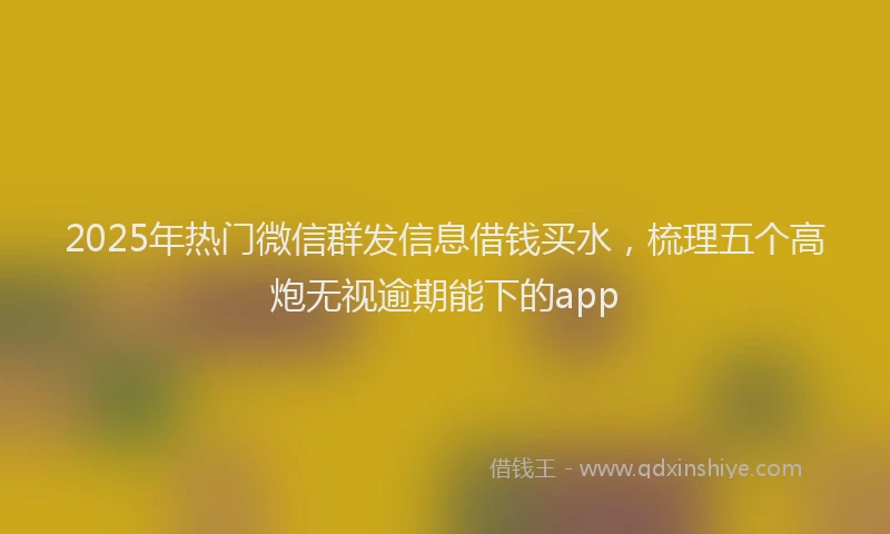 2025年热门微信群发信息借钱买水，梳理五个高炮无视逾期能下的app