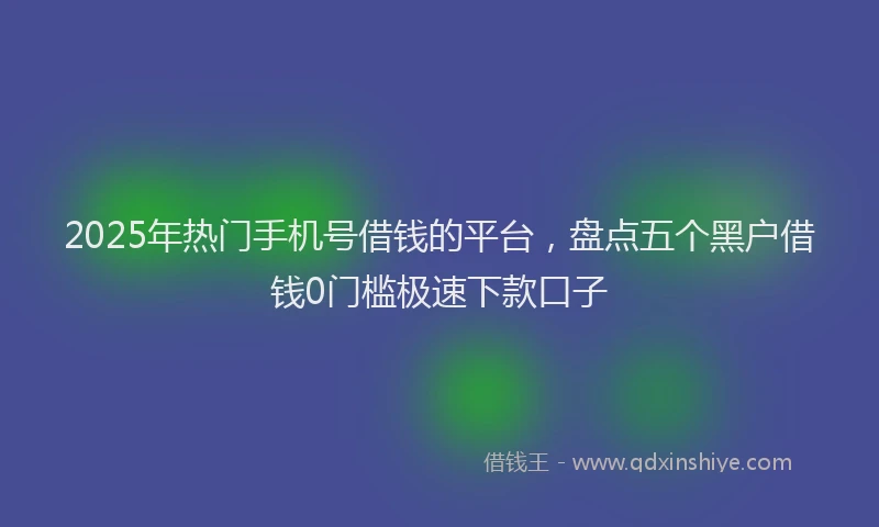 2025年热门手机号借钱的平台，盘点五个黑户借钱0门槛极速下款口子