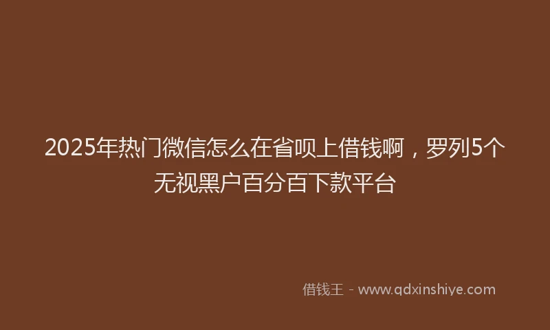 2025年热门微信怎么在省呗上借钱啊，罗列5个无视黑户百分百下款平台