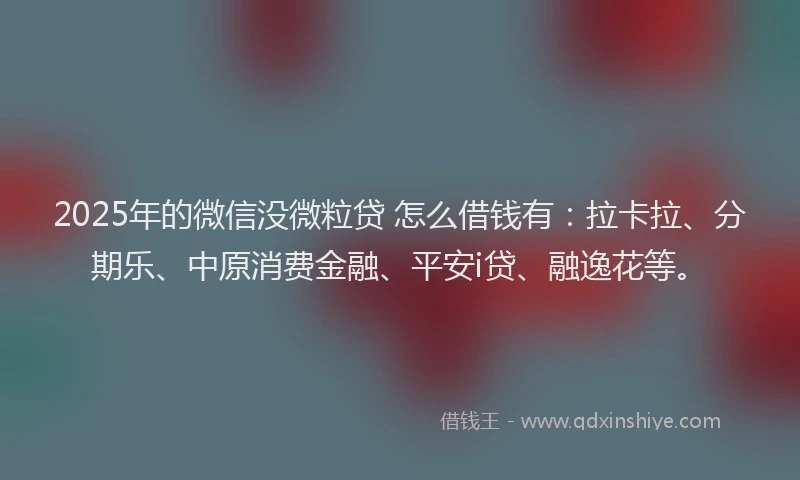 2025年的微信没微粒贷 怎么借钱有：拉卡拉、分期乐、中原消费金融、平安i贷、融逸花等。