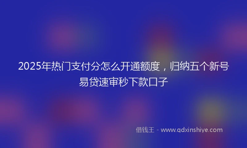 2025年热门支付分怎么开通额度，归纳五个新号易贷速审秒下款口子