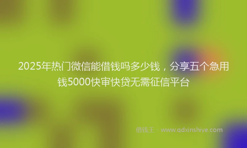 2025年热门微信能借钱吗多少钱，分享五个急用钱5000快审快贷无需征信平台