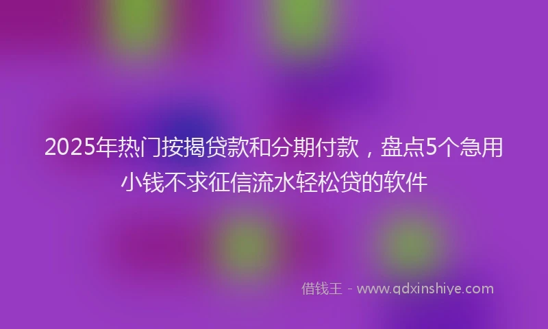 2025年热门按揭贷款和分期付款，盘点5个急用小钱不求征信流水轻松贷的软件
