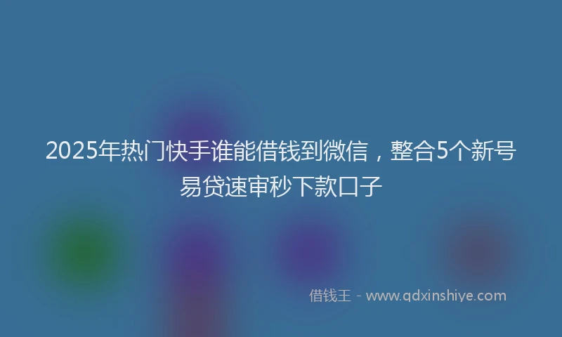 2025年热门快手谁能借钱到微信，整合5个新号易贷速审秒下款口子