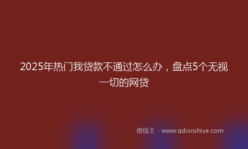2025年热门我贷款不通过怎么办，盘点5个无视一切的网贷