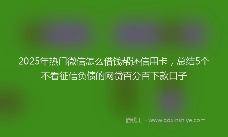 2025年热门微信怎么借钱帮还信用卡，总结5个不看征信负债的网贷百分百下款口子