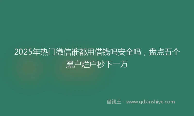 2025年热门微信谁都用借钱吗安全吗，盘点五个黑户烂户秒下一万