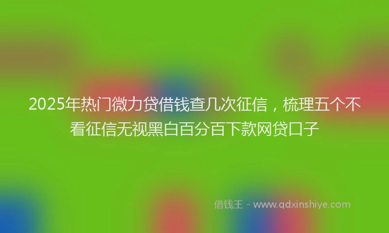 2025年热门微力贷借钱查几次征信，梳理五个不看征信无视黑白百分百下款网贷口子