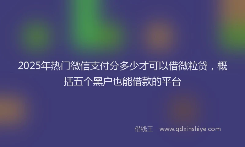 2025年热门微信支付分多少才可以借微粒贷，概括五个黑户也能借款的平台