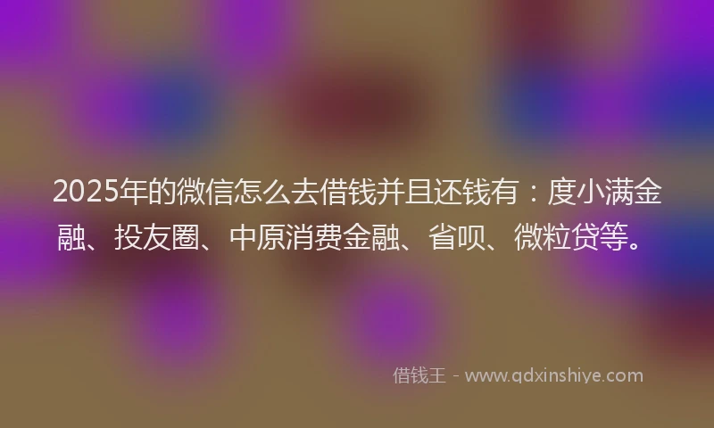 2025年的微信怎么去借钱并且还钱有：度小满金融、投友圈、中原消费金融、省呗、微粒贷等。