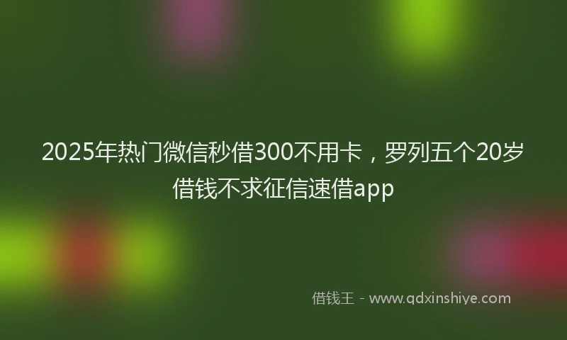 2025年热门微信秒借300不用卡，罗列五个20岁借钱不求征信速借app
