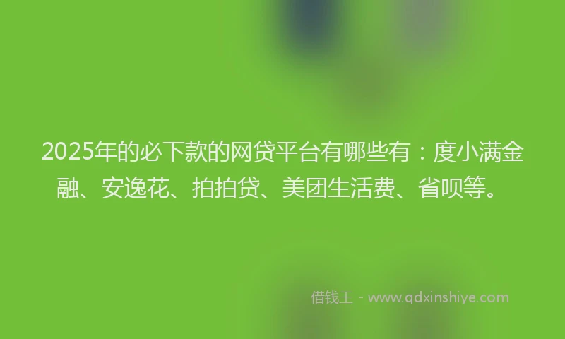 2025年的必下款的网贷平台有哪些有：度小满金融、安逸花、拍拍贷、美团生活费、省呗等。