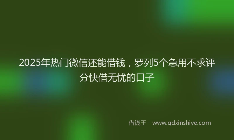2025年热门微信还能借钱，罗列5个急用不求评分快借无忧的口子