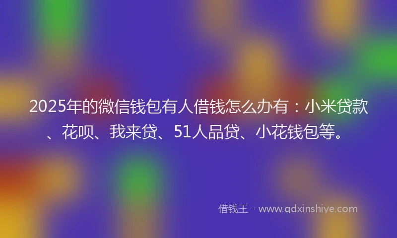 2025年的微信钱包有人借钱怎么办有：小米贷款、花呗、我来贷、51人品贷、小花钱包等。