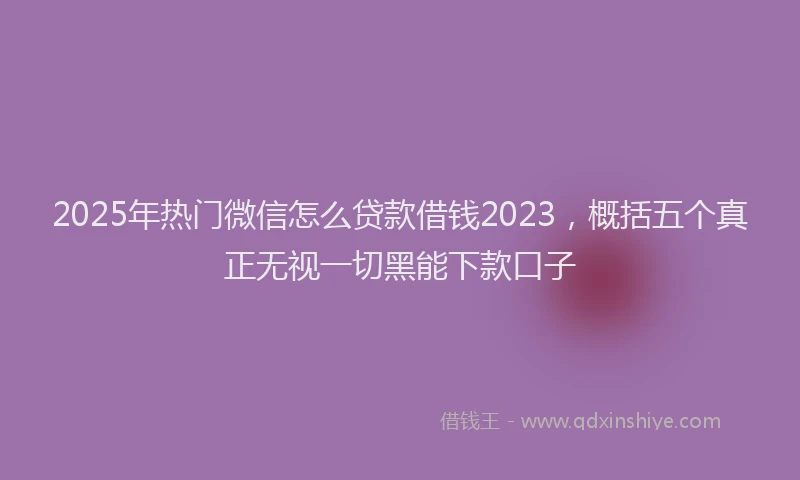 2025年热门微信怎么贷款借钱2023，概括五个真正无视一切黑能下款口子