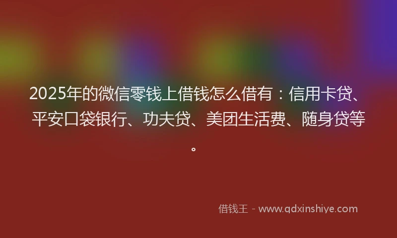2025年的微信零钱上借钱怎么借有：信用卡贷、平安口袋银行、功夫贷、美团生活费、随身贷等。