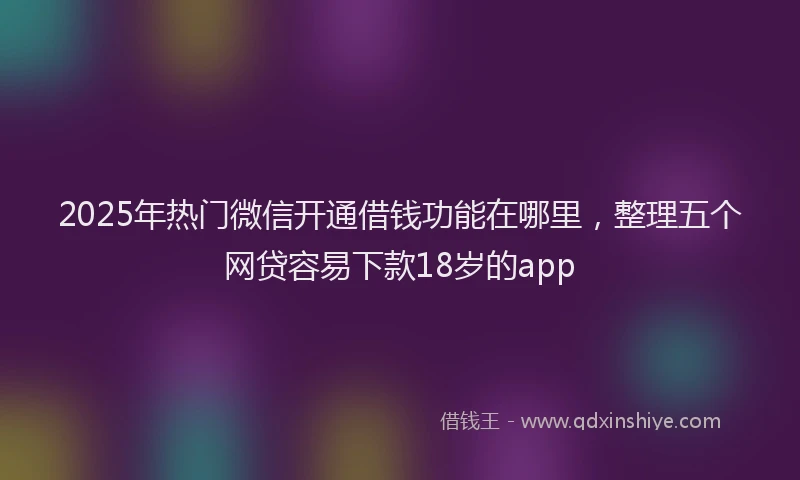2025年热门微信开通借钱功能在哪里，整理五个网贷容易下款18岁的app