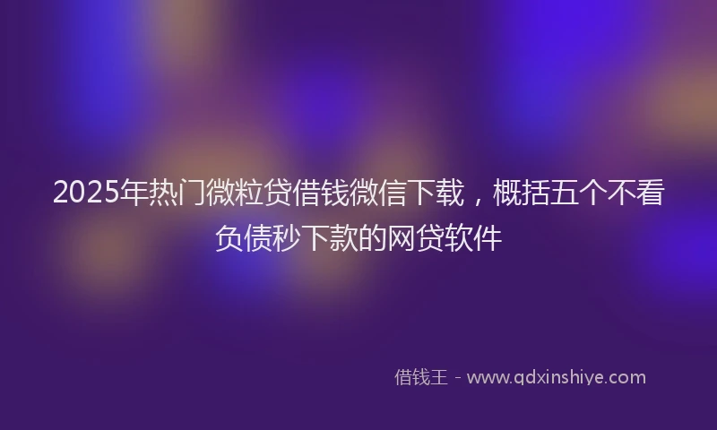 2025年热门微粒贷借钱微信下载，概括五个不看负债秒下款的网贷软件