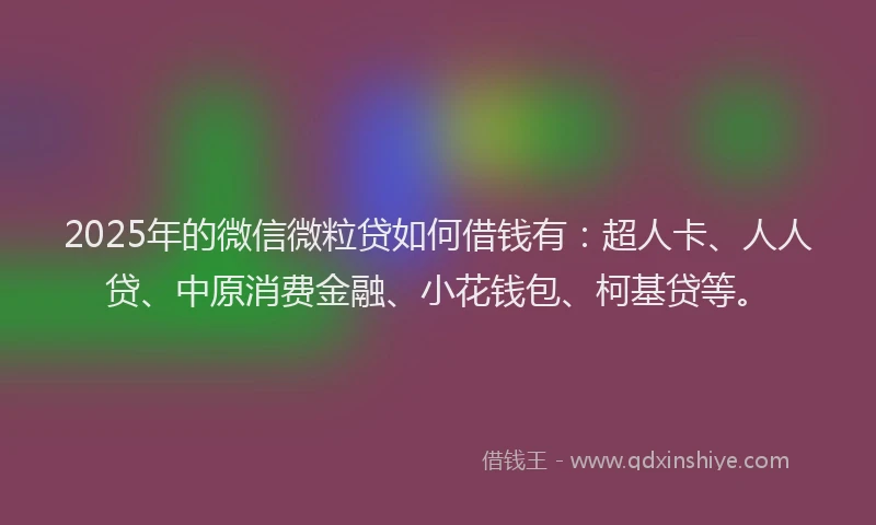 2025年的微信微粒贷如何借钱有：超人卡、人人贷、中原消费金融、小花钱包、柯基贷等。