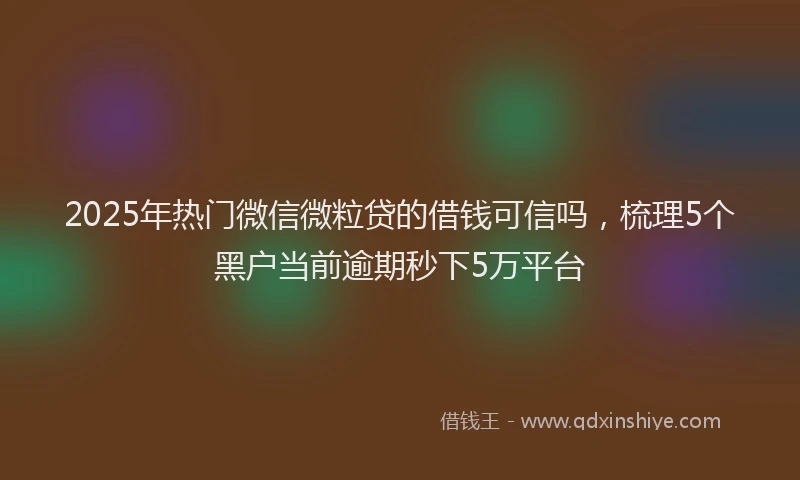 2025年热门微信微粒贷的借钱可信吗，梳理5个黑户当前逾期秒下5万平台