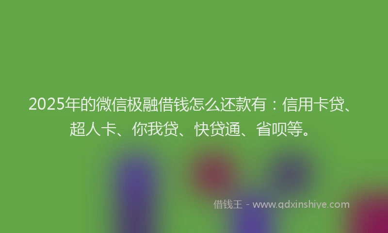 2025年的微信极融借钱怎么还款有：信用卡贷、超人卡、你我贷、快贷通、省呗等。