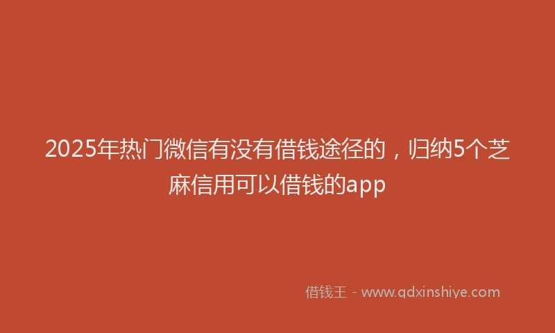 2025年热门微信有没有借钱途径的，归纳5个芝麻信用可以借钱的app