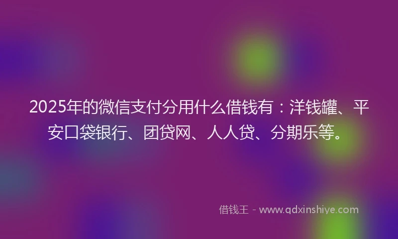 2025年的微信支付分用什么借钱有：洋钱罐、平安口袋银行、团贷网、人人贷、分期乐等。