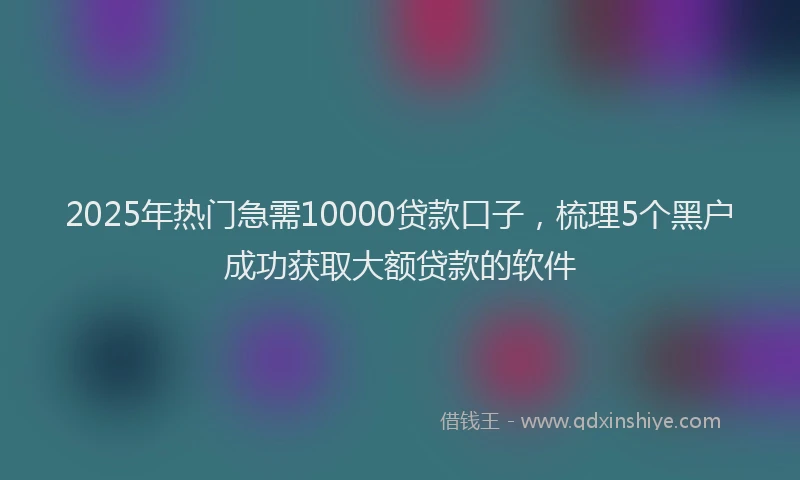 2025年热门急需10000贷款口子，梳理5个黑户成功获取大额贷款的软件