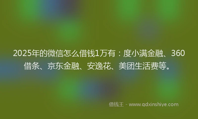 2025年的微信怎么借钱1万有：度小满金融、360借条、京东金融、安逸花、美团生活费等。