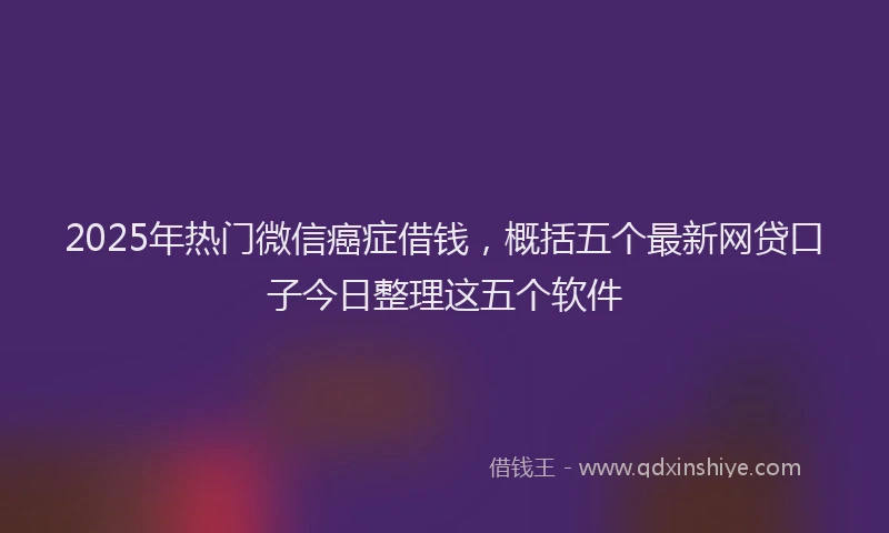 2025年热门微信癌症借钱，概括五个最新网贷口子今日整理这五个软件