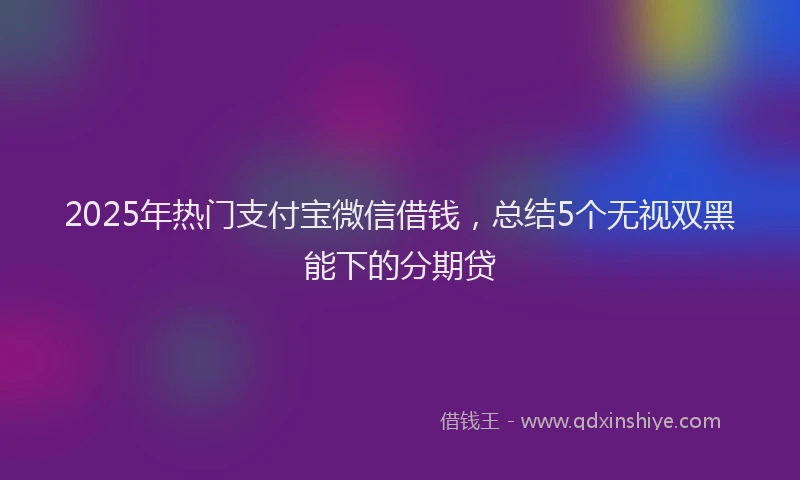 2025年热门支付宝微信借钱，总结5个无视双黑能下的分期贷