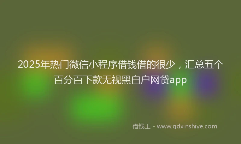2025年热门微信小程序借钱借的很少，汇总五个百分百下款无视黑白户网贷app