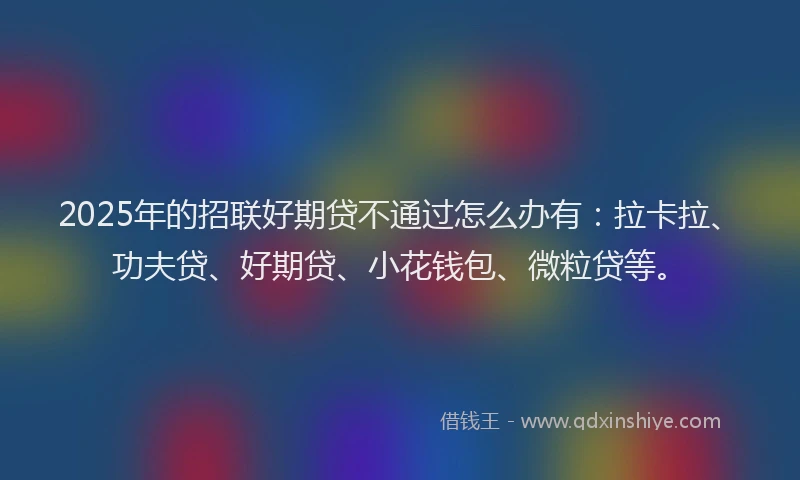 2025年的招联好期贷不通过怎么办有：拉卡拉、功夫贷、好期贷、小花钱包、微粒贷等。