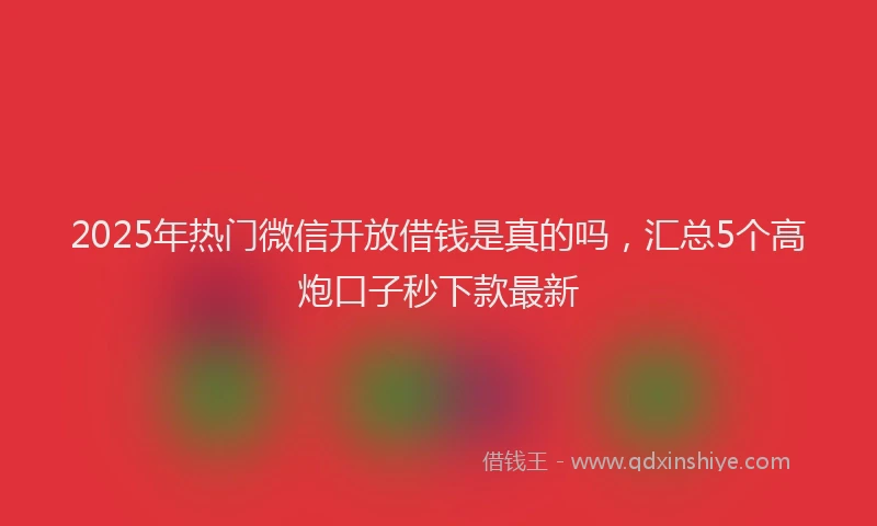 2025年热门微信开放借钱是真的吗，汇总5个高炮口子秒下款最新