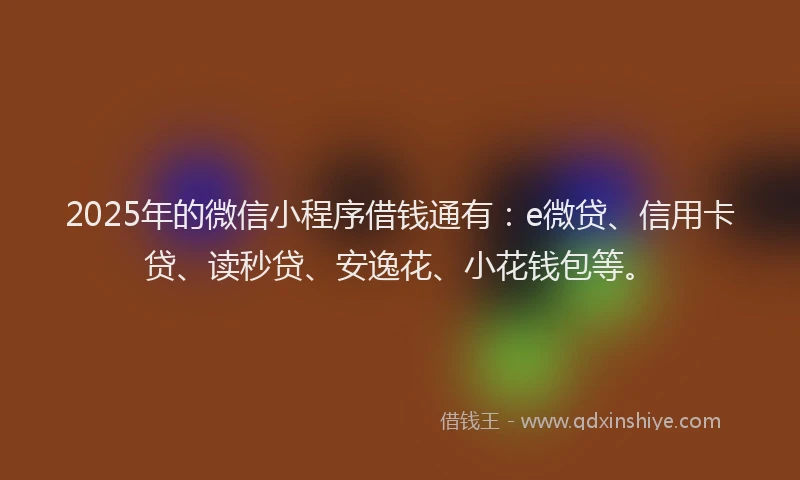 2025年的微信小程序借钱通有：e微贷、信用卡贷、读秒贷、安逸花、小花钱包等。