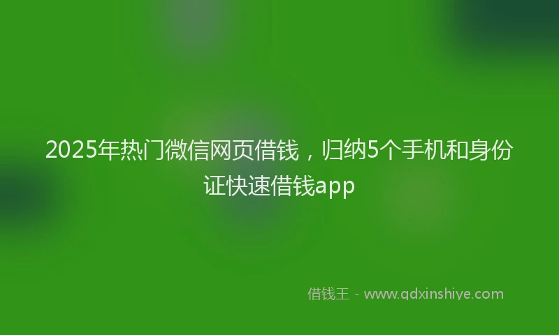 2025年热门微信网页借钱，归纳5个手机和身份证快速借钱app