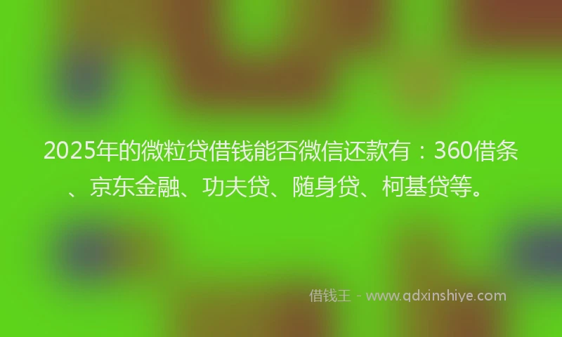 2025年的微粒贷借钱能否微信还款有：360借条、京东金融、功夫贷、随身贷、柯基贷等。