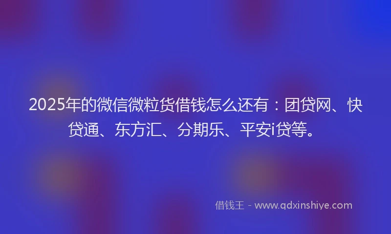 2025年的微信微粒货借钱怎么还有：团贷网、快贷通、东方汇、分期乐、平安i贷等。