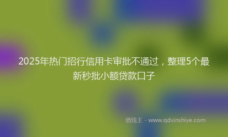 2025年热门招行信用卡审批不通过，整理5个最新秒批小额贷款口子