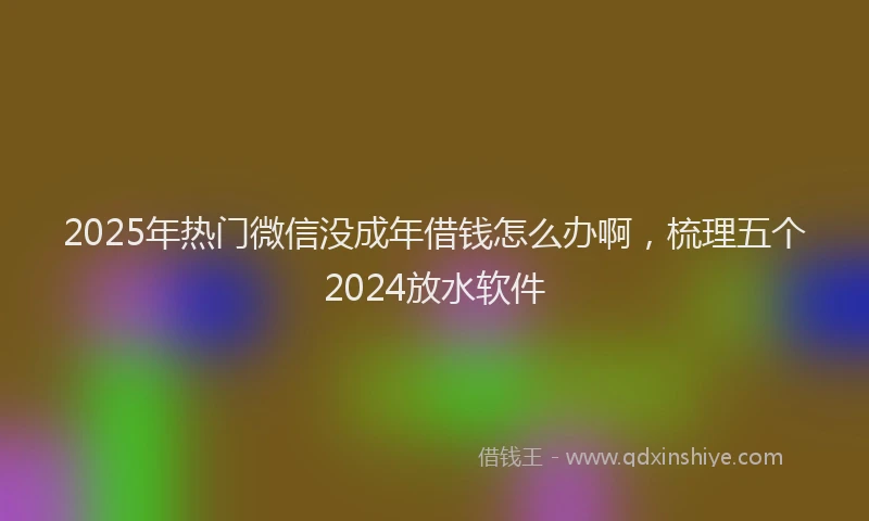 2025年热门微信没成年借钱怎么办啊，梳理五个2024放水软件