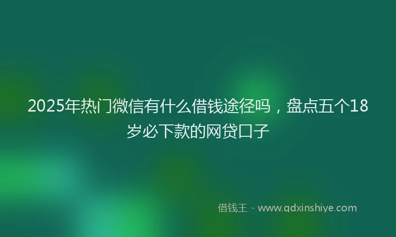 2025年热门微信有什么借钱途径吗，盘点五个18岁必下款的网贷口子