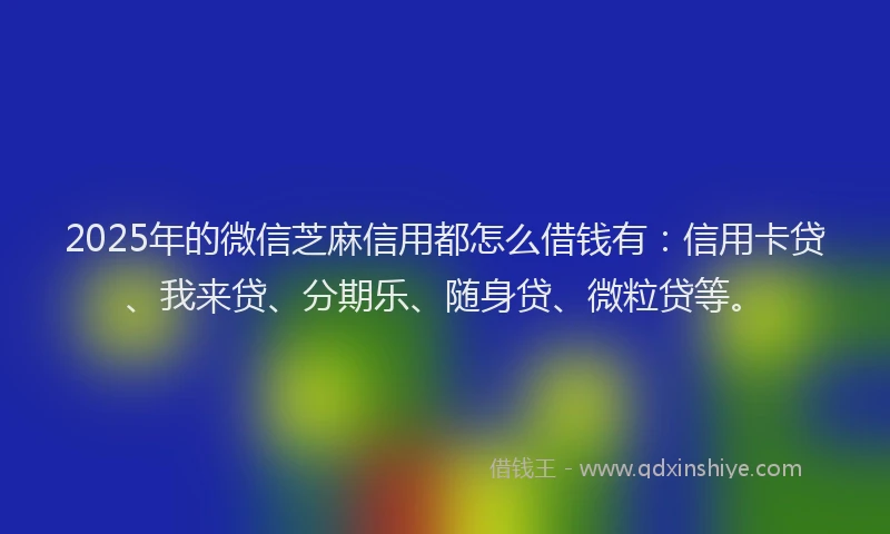 2025年的微信芝麻信用都怎么借钱有：信用卡贷、我来贷、分期乐、随身贷、微粒贷等。