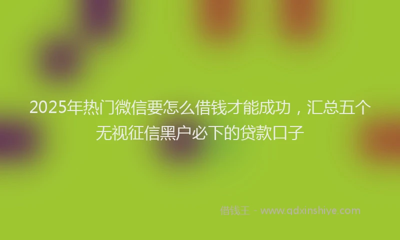 2025年热门微信要怎么借钱才能成功，汇总五个无视征信黑户必下的贷款口子