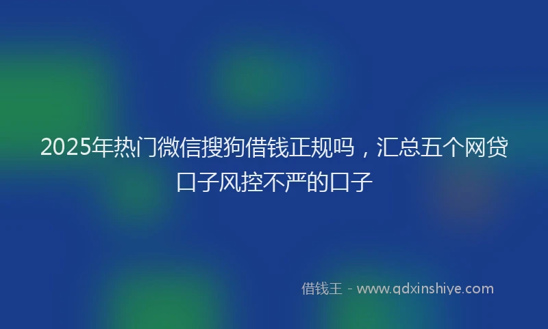 2025年热门微信搜狗借钱正规吗，汇总五个网贷口子风控不严的口子