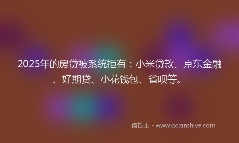 2025年的房贷被系统拒有：小米贷款、京东金融、好期贷、小花钱包、省呗等。