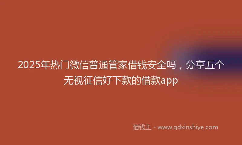 2025年热门微信普通管家借钱安全吗，分享五个无视征信好下款的借款app
